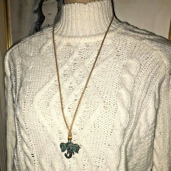 WORKSHOP REPUBLIC FISHERMAN CABLE KNIGT SWEATER~WHITE~LARGE - Picture 2 of 7